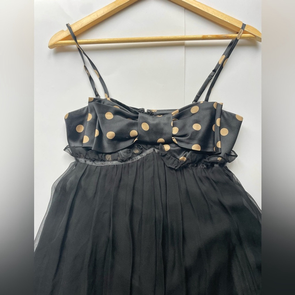 Betsey Johnson silk vintage Dress
Black gold Polka Dot Bow
Mini - Picture 9 of 9
